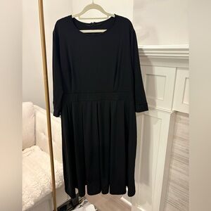 NWOT Black Fit & Flare Dress - XL - Silky Stretch Jersey, Pockets, Back Zip